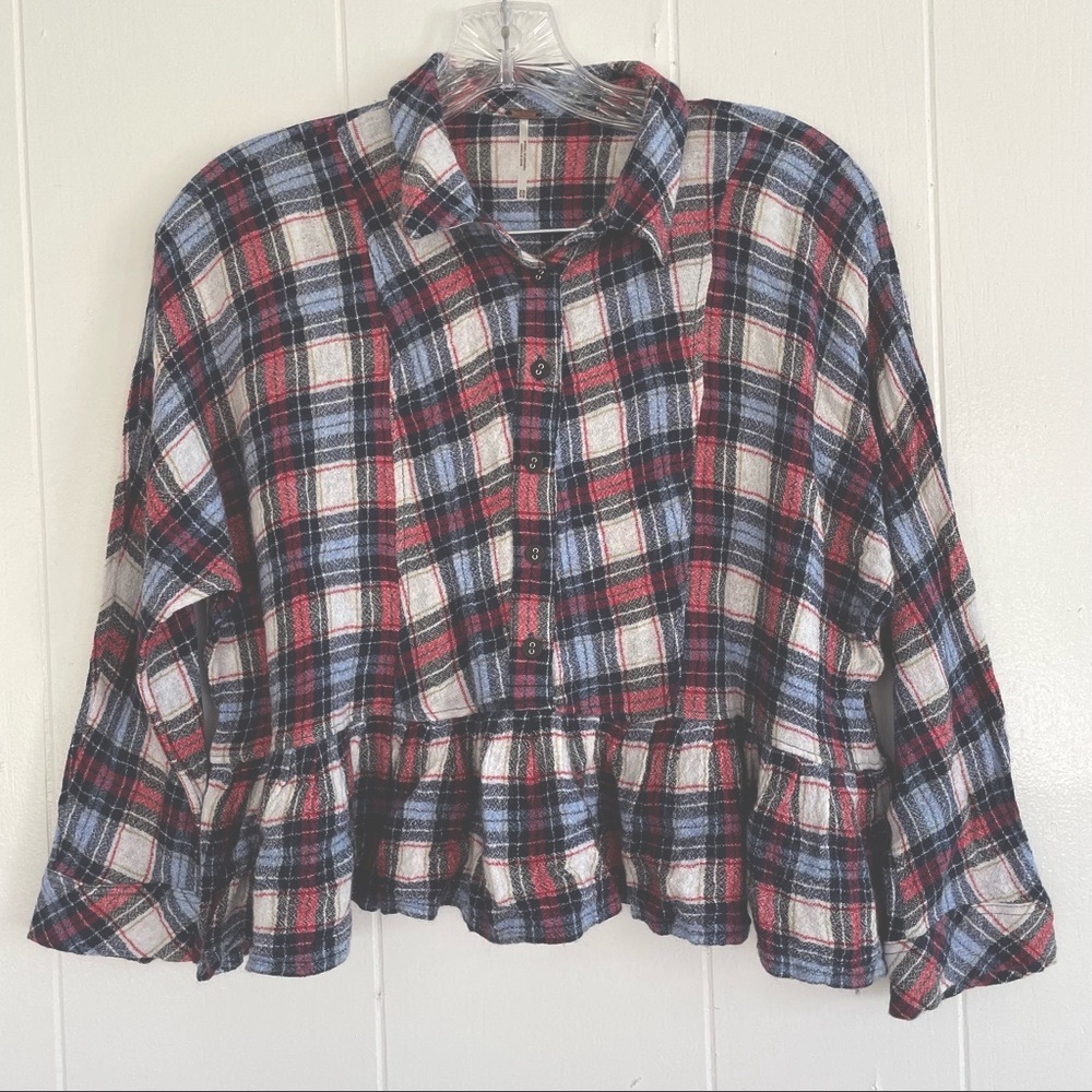 Free People Promise Everything Plaid top blouse